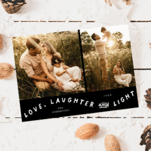 Cartes Pour Fêtes Annuelles Noël Photo Noir Lumière Rire Amour