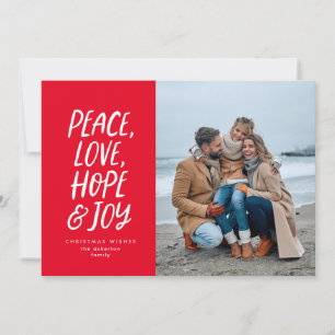 Cartes Pour Fêtes Annuelles Noël photo paix amour joie rouge