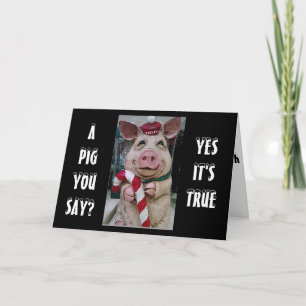 CARTES POUR FÊTES ANNUELLES NOËL PIG/SON SUCRE DE CANNE POUR VOUS CETTE ANNÉE