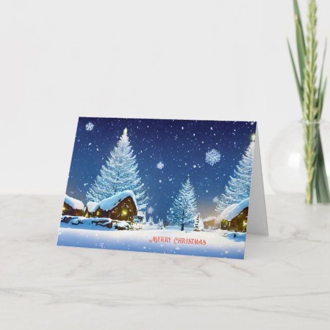 Cartes Pour Fêtes Annuelles Noël Pin neige arbres neige hiver Wonderland (Devant)