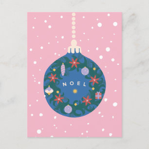 Cartes Pour Fêtes Annuelles Noel Pink Ornament Illustré Noël
