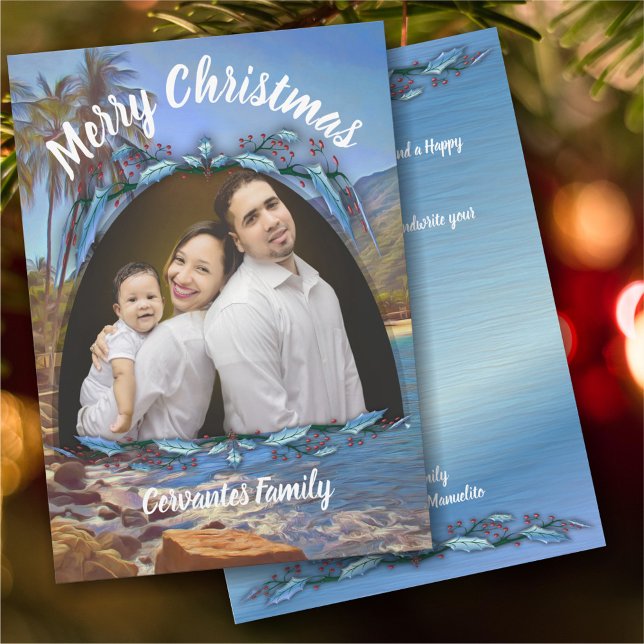 Cartes Pour Fêtes Annuelles Noël Plage Famille Salutation 761 (Créateur téléchargé)