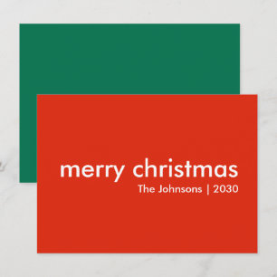 Cartes Pour Fêtes Annuelles Noël Plain   Nom rouge lumineux minimal moderne