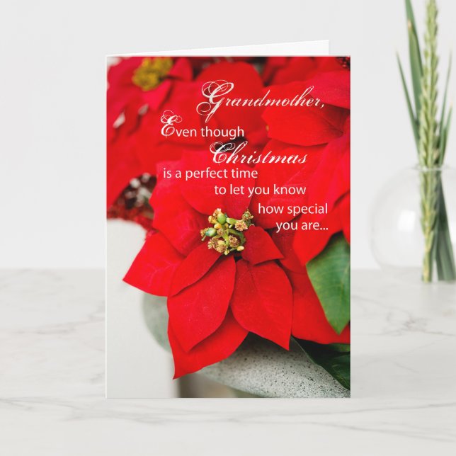 Cartes Pour Fêtes Annuelles Noël Poinsetta de grand-mère (Devant)
