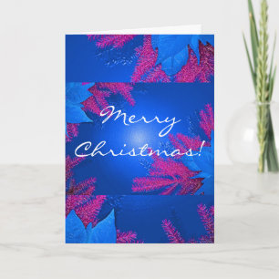 Cartes Pour Fêtes Annuelles Noël Poinsettia Bleu Et Rose En Anglais