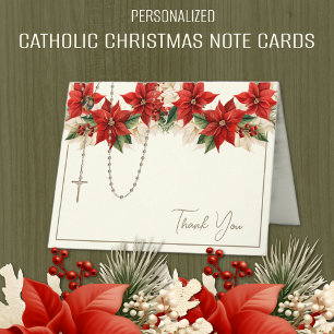 Cartes Pour Fêtes Annuelles Noël Poinsettias Rosaire Vierge Marie Jésus