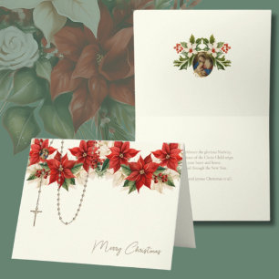 Cartes Pour Fêtes Annuelles Noël Poinsettias Rosaire Vierge Marie Jésus