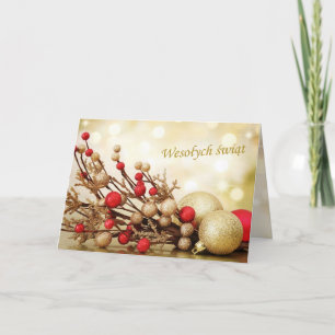 Cartes Pour Fêtes Annuelles Noël polonais - Baubles rouges et or