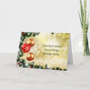 Cartes Pour Fêtes Annuelles Noël polonais, Nouvel An - baubles, flocon de neig
