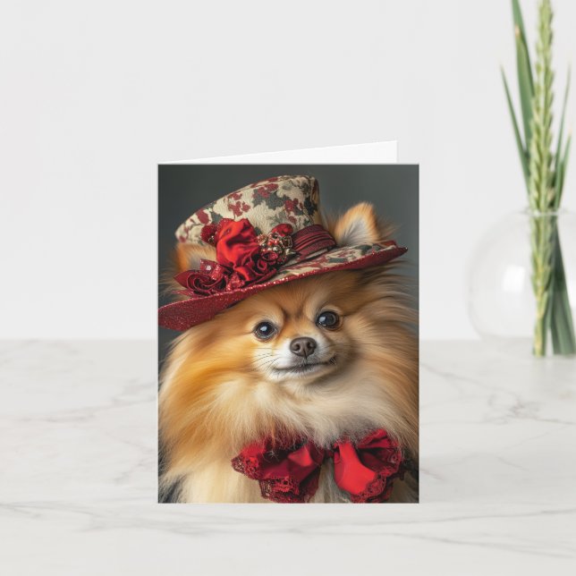 Cartes Pour Fêtes Annuelles Noël Poméranien victorien (Devant)