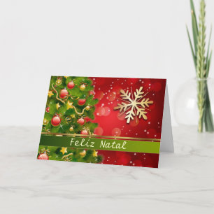 Cartes Pour Fêtes Annuelles Noël portugais - arbre, babioles, flocons de neige