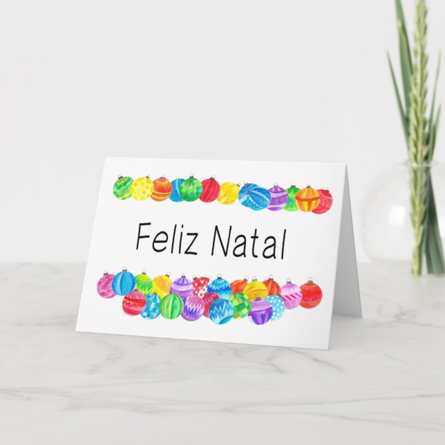 Cartes Pour Fêtes Annuelles Noël portugais natal de Feliz, aquarelle (Devant)