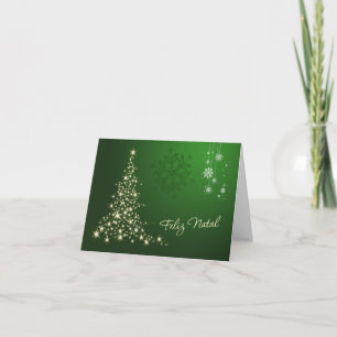 Cartes Pour Fêtes Annuelles Noël portugais, vert et arbre de scintillement