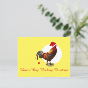 Cartes Pour Fêtes Annuelles Noël Poulet Fun Santa Hat Jaune Pos de Fêtes