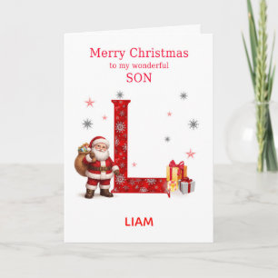 Cartes Pour Fêtes Annuelles Noël pour un fils - Ajoutez un prénom commençant p