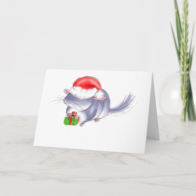 Cartes Pour Fêtes Annuelles Noël pourpre mignon de chinchilla (Devant)