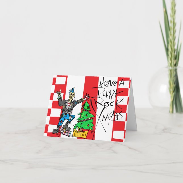 CARTES POUR FÊTES ANNUELLES NOËL PUNK ROCK (Devant)