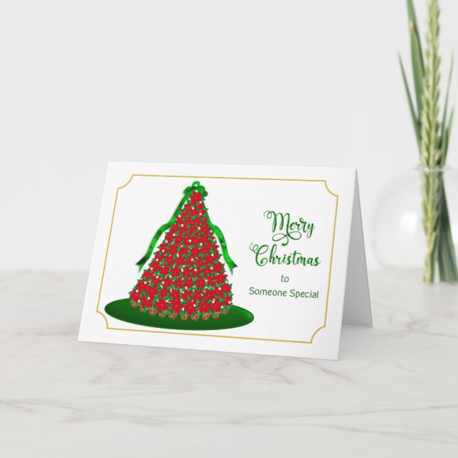 Cartes Pour Fêtes Annuelles Noël, quelqu'un de spécial. Arbre de poinsettia ro (Devant)