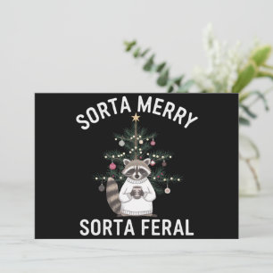 Cartes Pour Fêtes Annuelles Noël Raccoon Sorta Merry Sorta Feral Xmas
