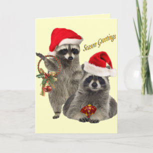 Cartes Pour Fêtes Annuelles Noël Raccoon Un Moment Pour S'Amuser