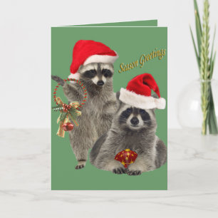 Cartes Pour Fêtes Annuelles Noël Raccoon Un Moment Pour S'Amuser