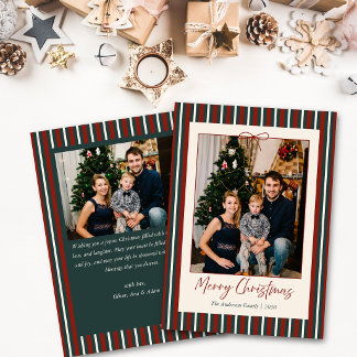 Cartes Pour Fêtes Annuelles Noël rayé rouge et vert 2 Photo Fêtes
