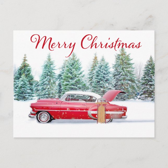 Cartes Pour Fêtes Annuelles Noël Red Chevrolet (Devant)