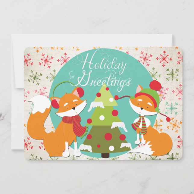 Cartes Pour Fêtes Annuelles Noël Red Fox (Devant)