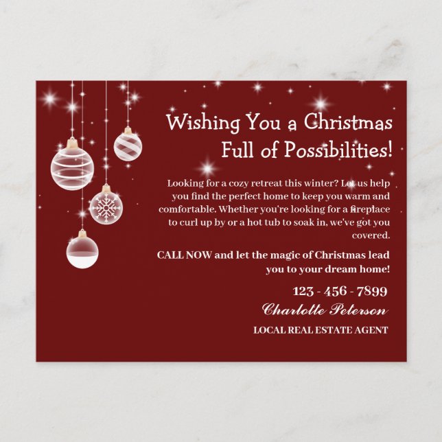 Cartes Pour Fêtes Annuelles Noël Red Immobilier Marketing Agriculture (Devant)