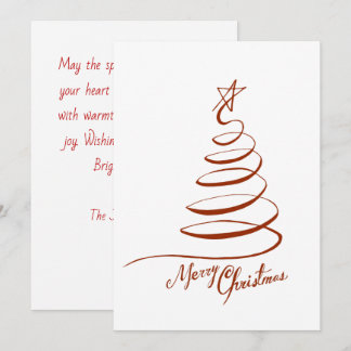 Cartes Pour Fêtes Annuelles Noël Red Tree Line Art minimaliste