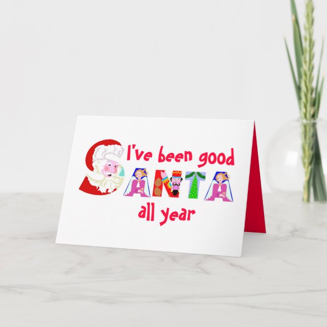 Cartes Pour Fêtes Annuelles Noël Red White Père Noël (Devant)