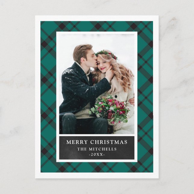 Cartes Pour Fêtes Annuelles Noël rempli | Deux photos en vert et noir (Devant)