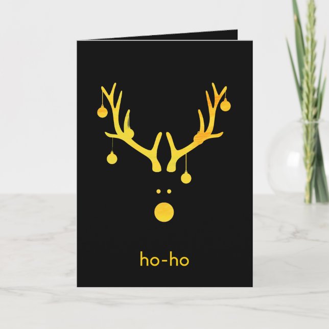 Cartes Pour Fêtes Annuelles Noël rennes d'or noir voeux vacances (Devant)