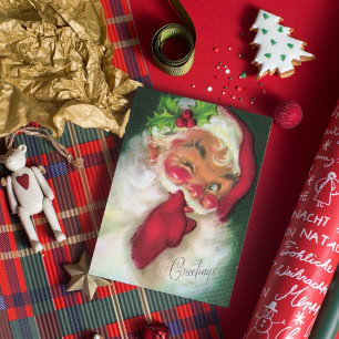 Cartes Pour Fêtes Annuelles Noël rétro chic Père Noël