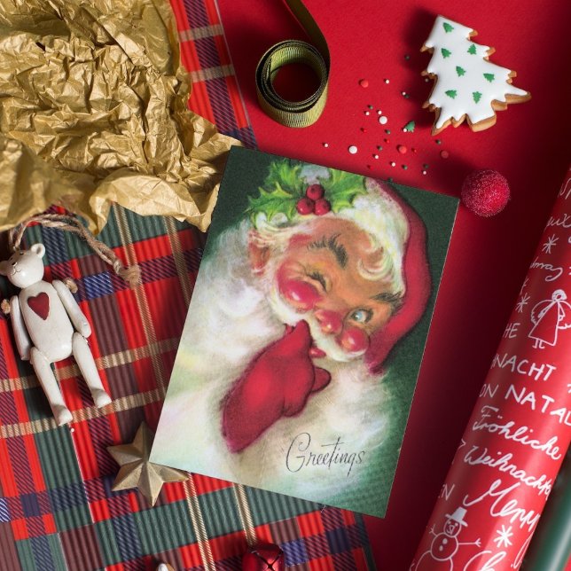 Cartes Pour Fêtes Annuelles Noël rétro chic Père Noël (Créateur téléchargé)