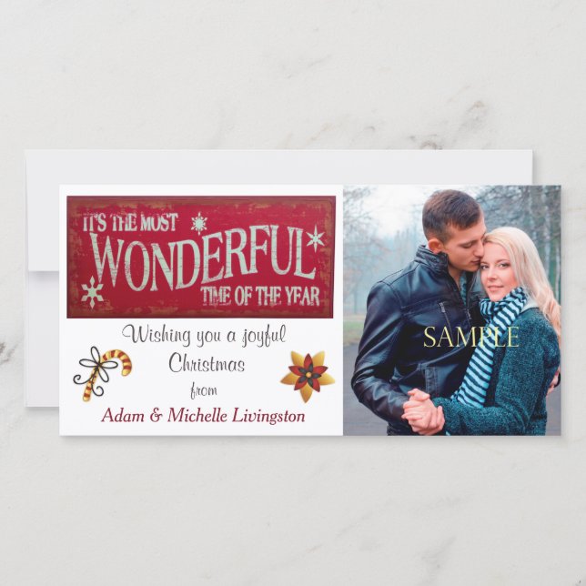Cartes Pour Fêtes Annuelles Noël Rétro le plus merveilleux (Devant)