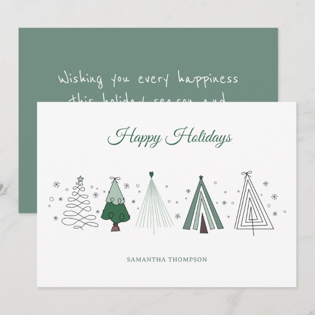 Cartes Pour Fêtes Annuelles Noël rétro lunaire (Devant / Derrière)