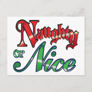 Cartes Pour Fêtes Annuelles Noël Rétro, Mauvais ou Gentil Lettres Rouges Verte