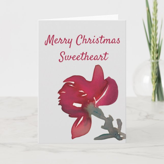 Cartes Pour Fêtes Annuelles Noël romantique à la rose rouge peinte classique (Devant)