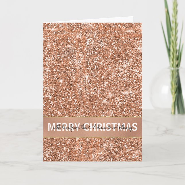 Cartes Pour Fêtes Annuelles Noël rose de charme d'or (Devant)