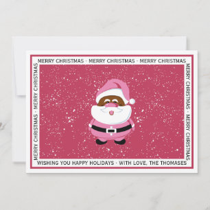 Cartes Pour Fêtes Annuelles Noël rose du Père Noël africain et américain
