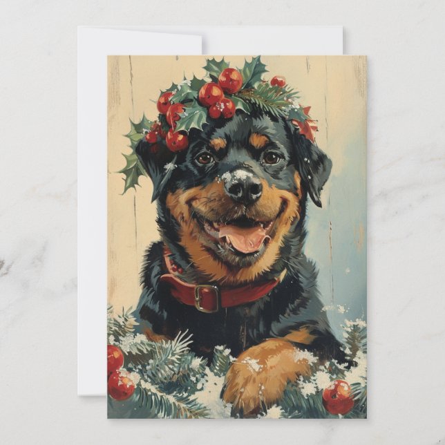 Cartes Pour Fêtes Annuelles Noël Rottweiler (Devant)