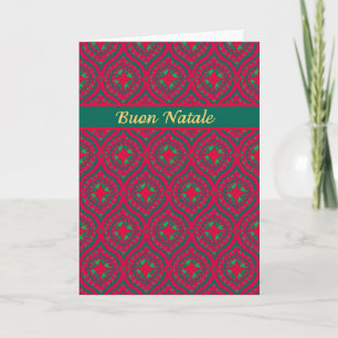 Cartes Pour Fêtes Annuelles Noël rouge, Baubles verts, Salutation italienne