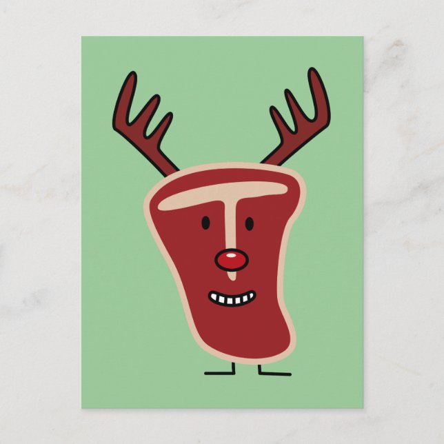 Cartes Pour Fêtes Annuelles Noël rouge de nez de renne heureux de bifteck à (Devant)