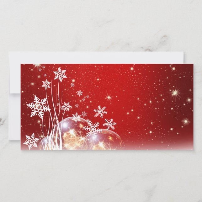 Cartes Pour Fêtes Annuelles Noël Rouge et Blanc Bauble Design (Devant)