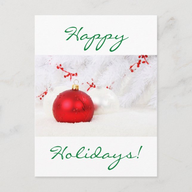Cartes Pour Fêtes Annuelles Noël Rouge Et Blanc Joyeuses Fêtes (Devant)