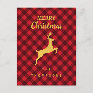 Cartes Pour Fêtes Annuelles Noël Rouge et noir Buffalo Plaid Reinder Xmas