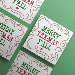 Cartes Pour Fêtes Annuelles Noël rouge et vert Joyeux Tex-Mas Y'all