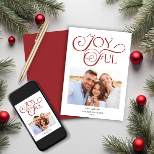 Cartes Pour Fêtes Annuelles Noël Rouge moderne Joyeux Photo de Noël