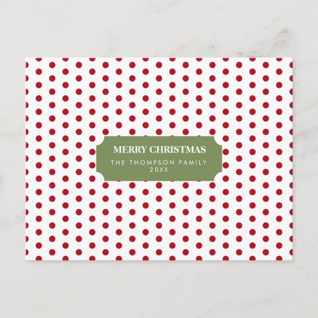 Cartes Pour Fêtes Annuelles Noël Rouge Pois Nom de famille Année (Devant)